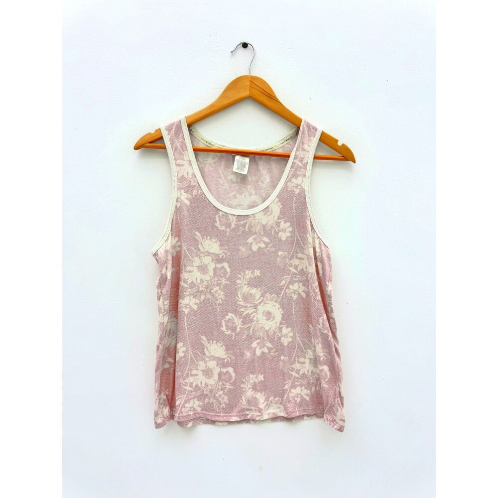 Lucky Brand Pink Floral Burnout Scoop Neck Tank Top Size Medium